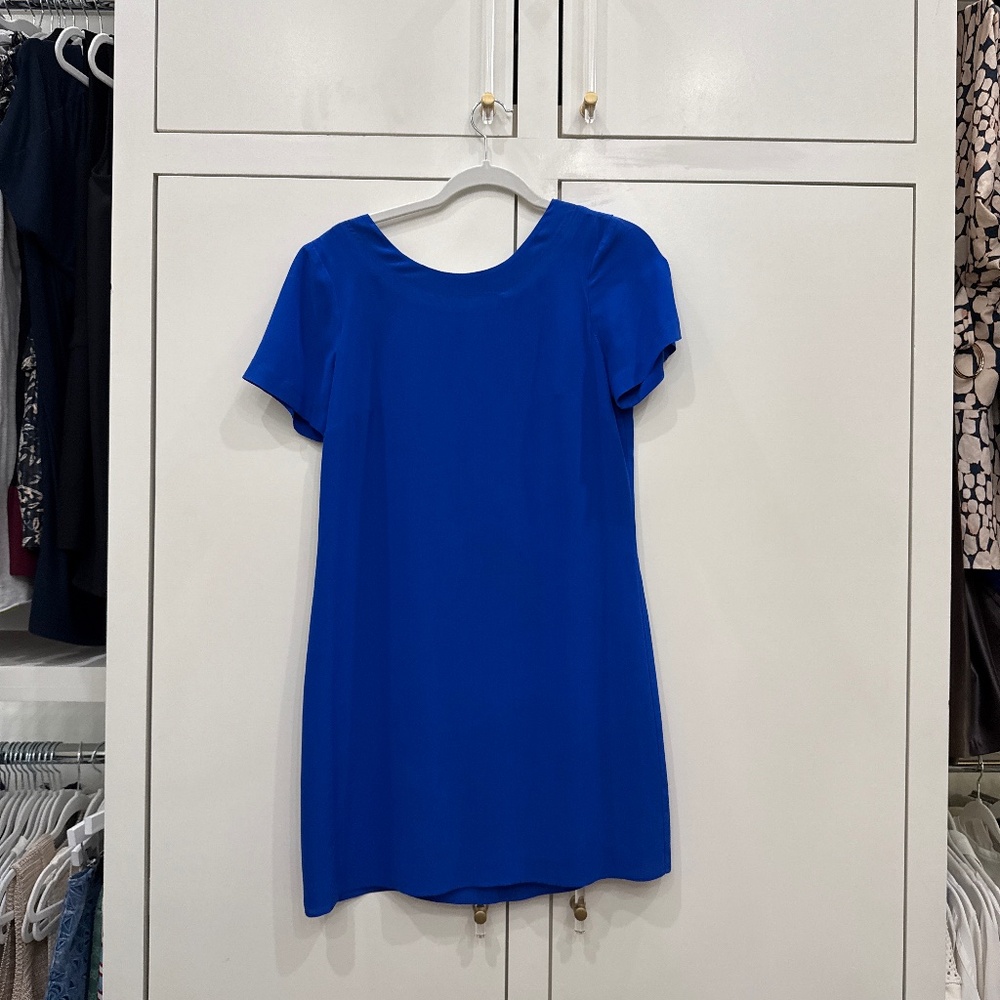 Blue silk dress
